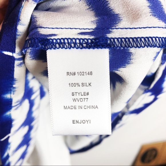 Michael Stars 100% Silk Tie Dye Shirt Dress | Blue White | Size Small - Picture 12 of 14